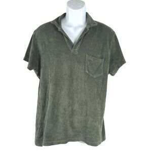 Orlebar Brown Terry Cloth Towelling Polo Shirt XL Green Short Sleeve TP-3771